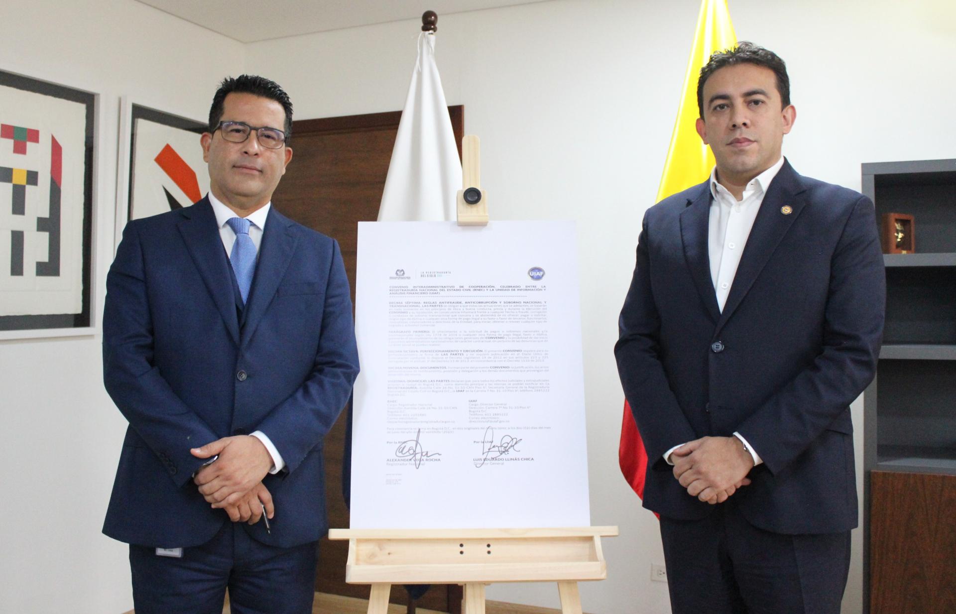 Registraduría Nacional y UIAF firman convenio 